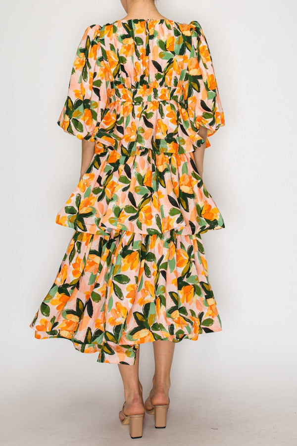 Orange Floral Faith Dress