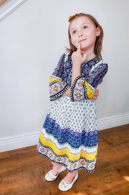 Kid's Boho Ruffle Midi Dress