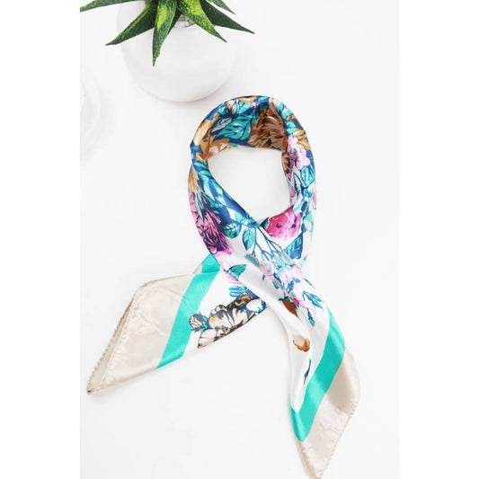 Satin Floral Print Scarf