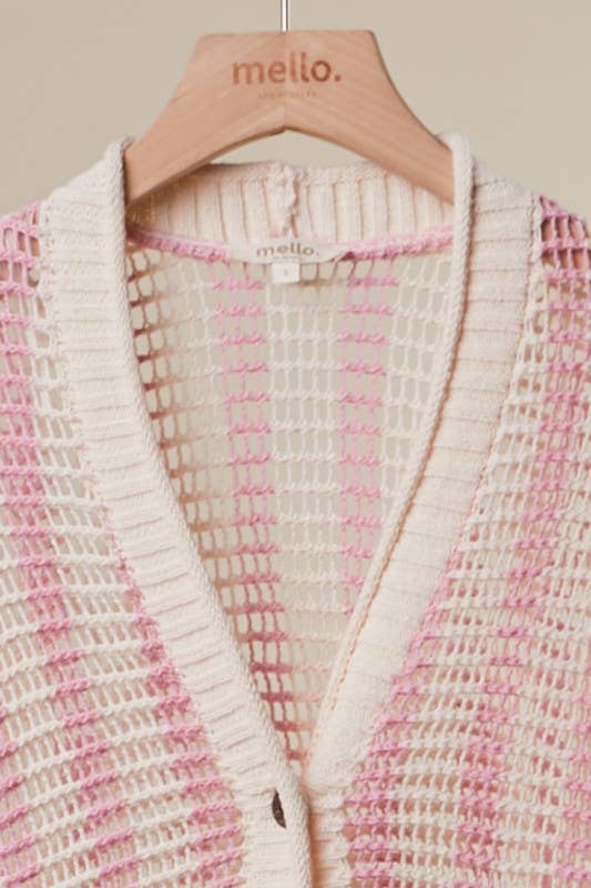 Star Patch Open-Knit Top with Ruffle Detail
