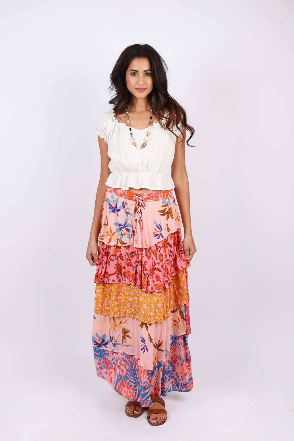 Rose Meadow Floral Patchwork Ruffle Skirt