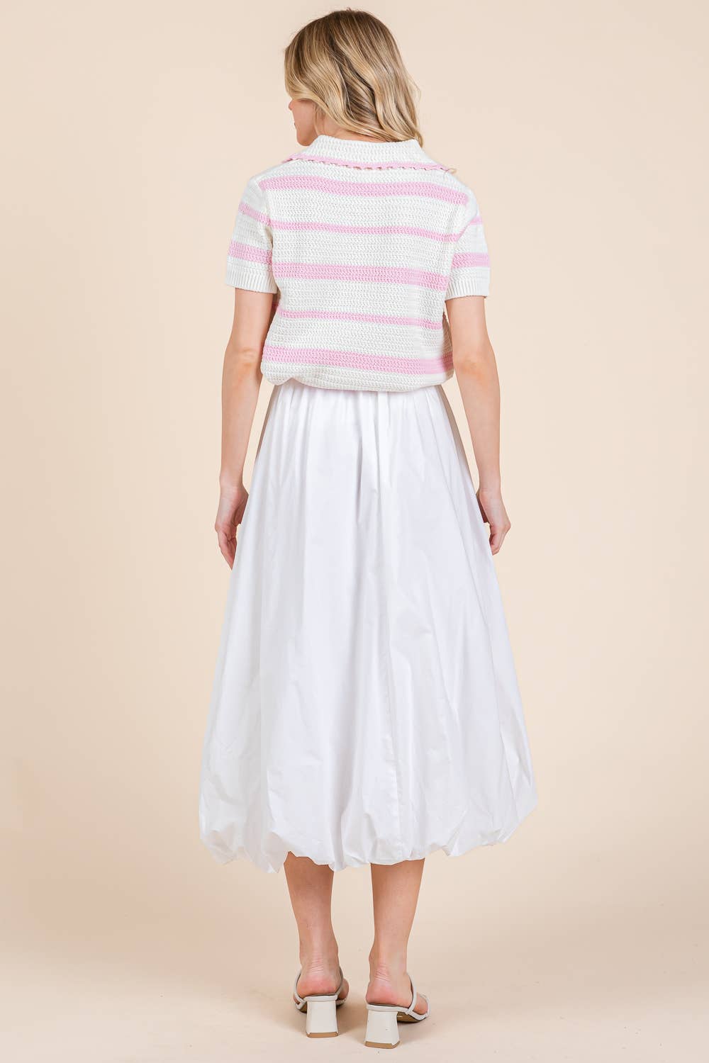 High-Waisted Midi Bubble Skirt