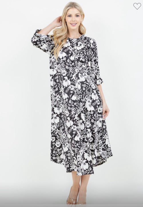 Alissa Dress - Black Floral