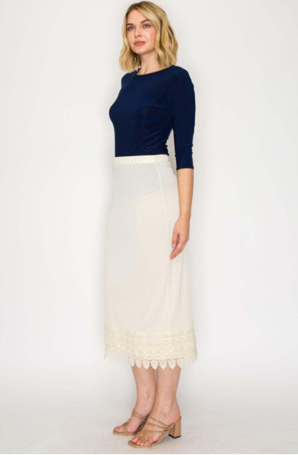 Lace Bottom Skirt Extenders - Cream