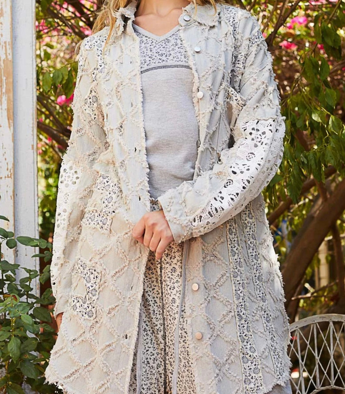 Oversized Textured Denim Shacket