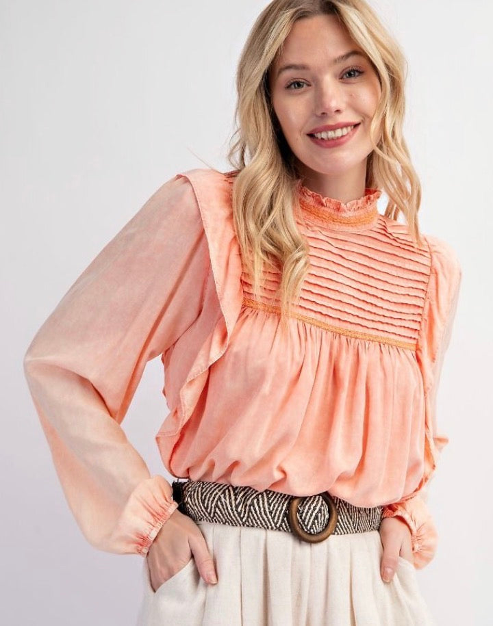 Coral Pintuck Top