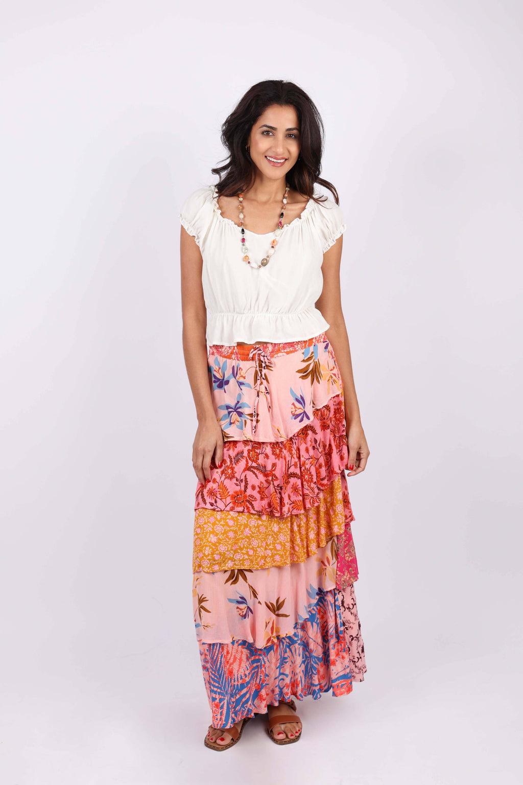 Rose Meadow Floral Patchwork Ruffle Skirt