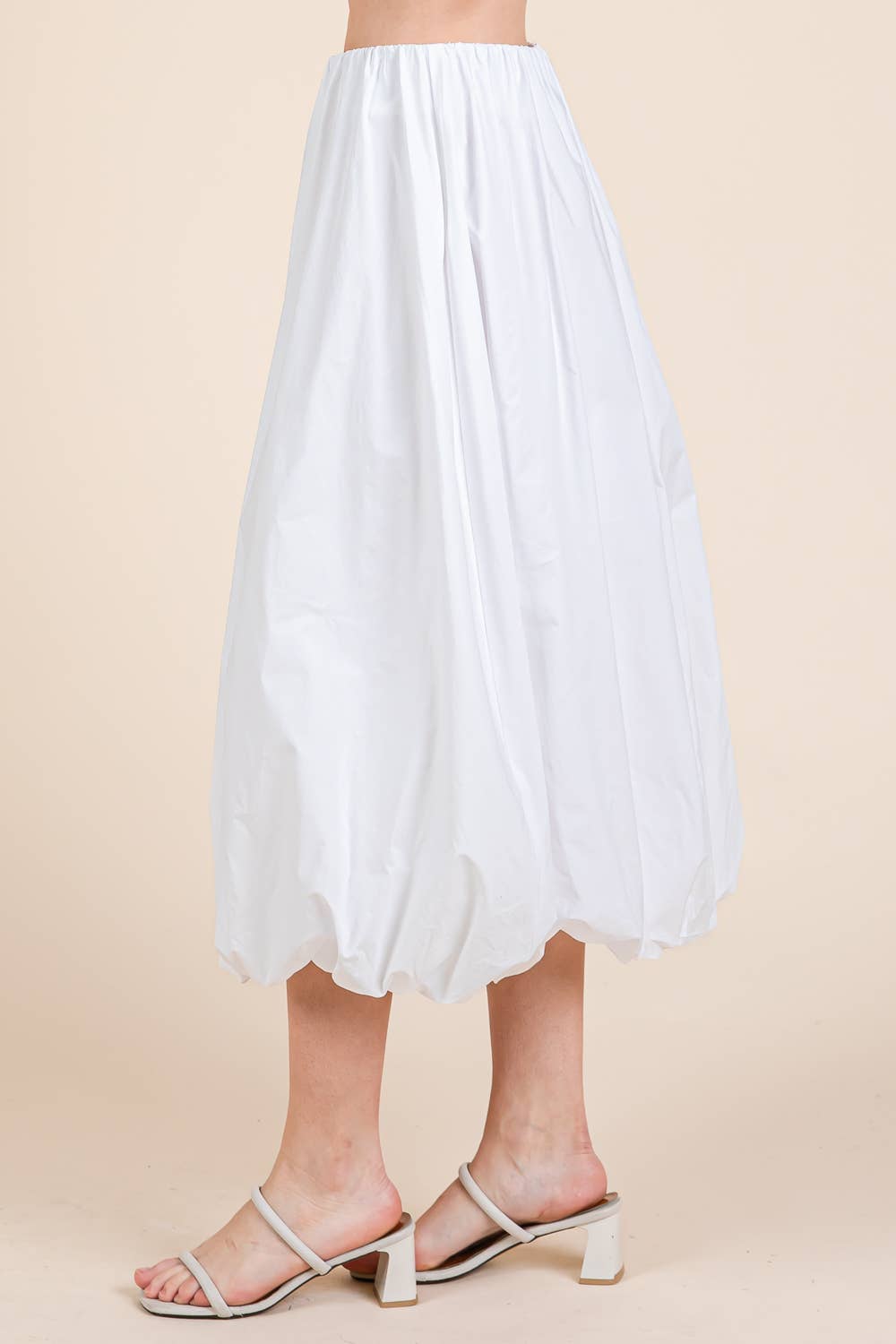 High-Waisted Midi Bubble Skirt