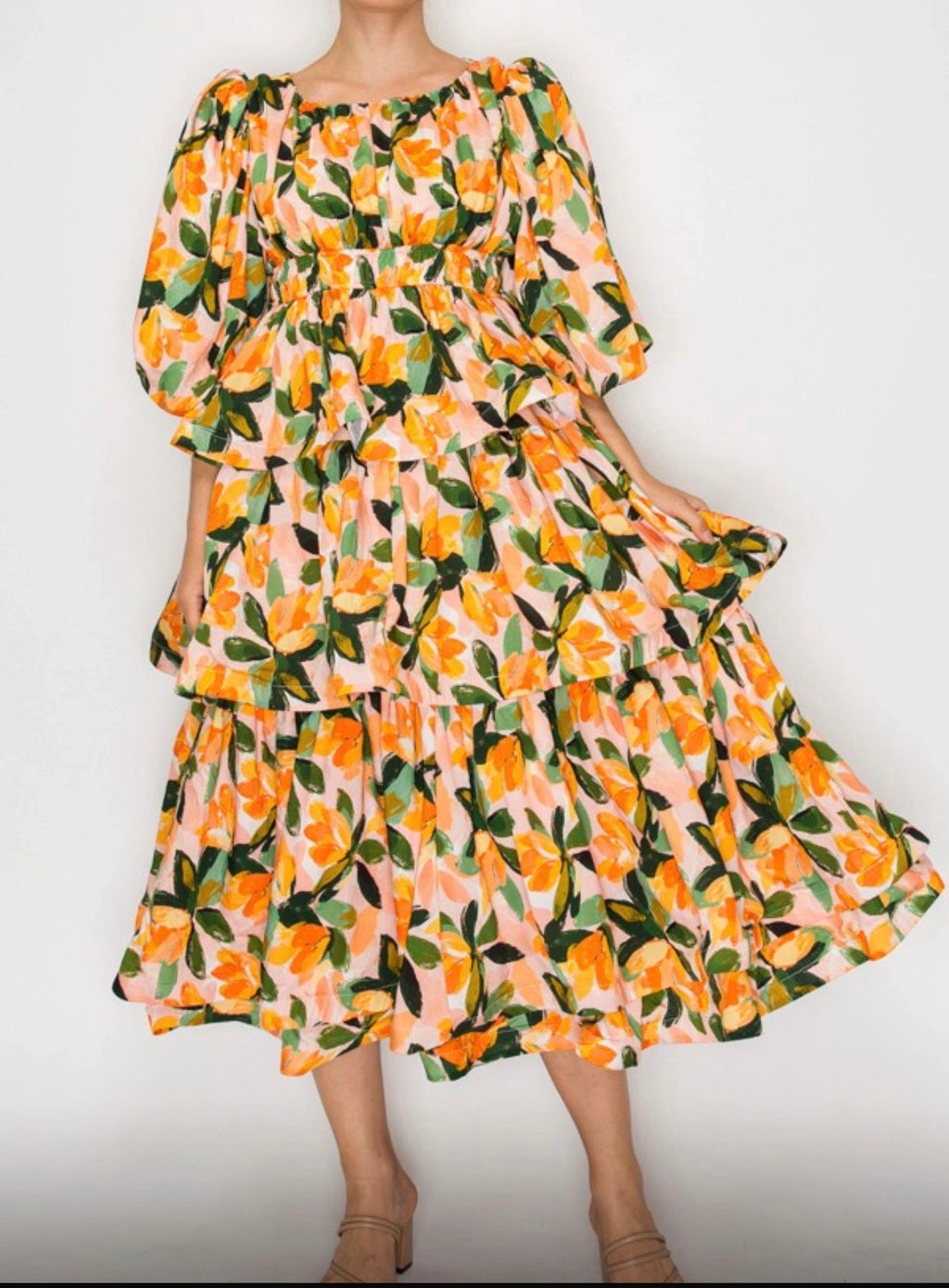 Orange Floral Faith Dress