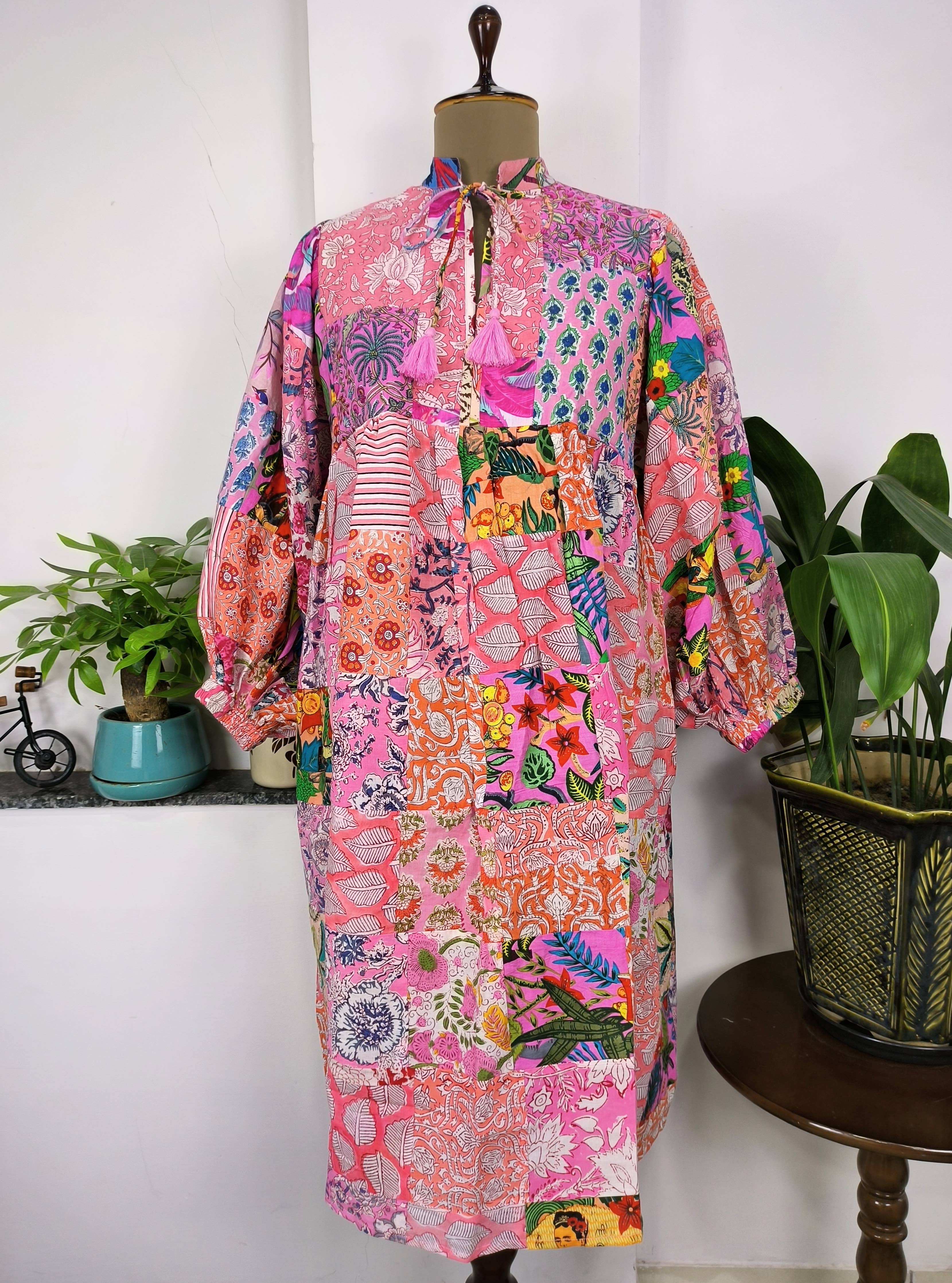 Hand Patchwork Dress - Pink Cotton