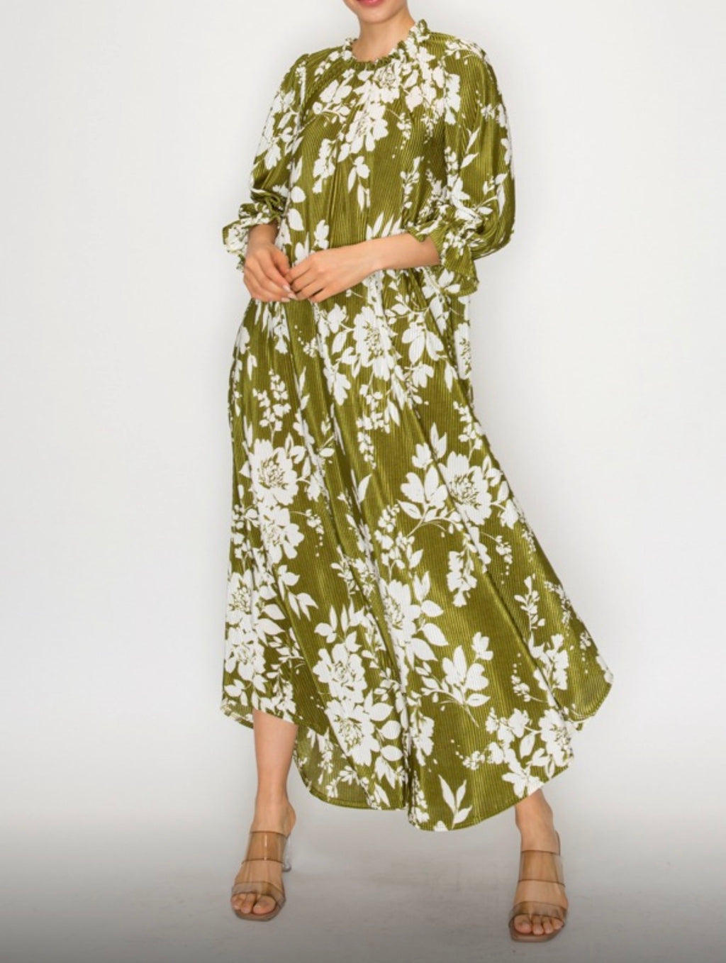 Olive Floral Dress