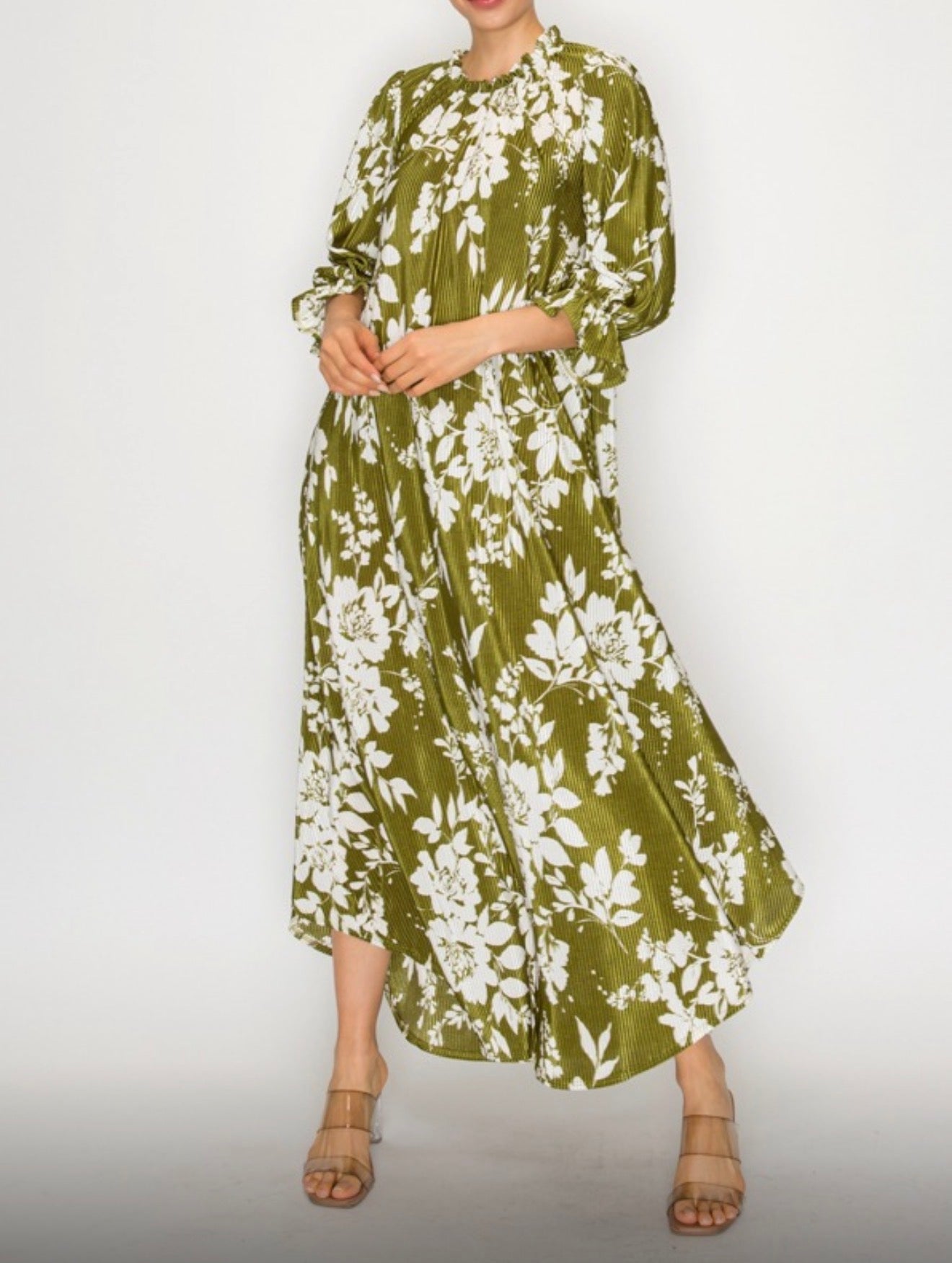 Olive Floral Dress