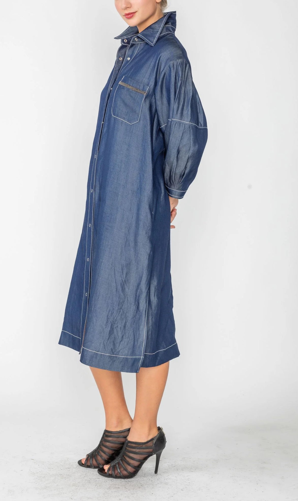 IC Collection TENCEL DENIM SHIRT DRESS