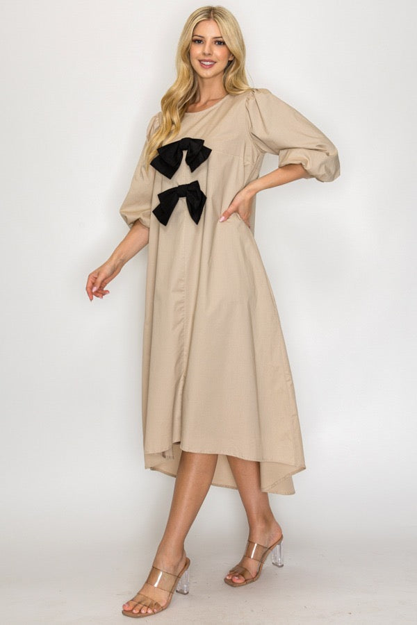Chloe Bow Dress - Cream