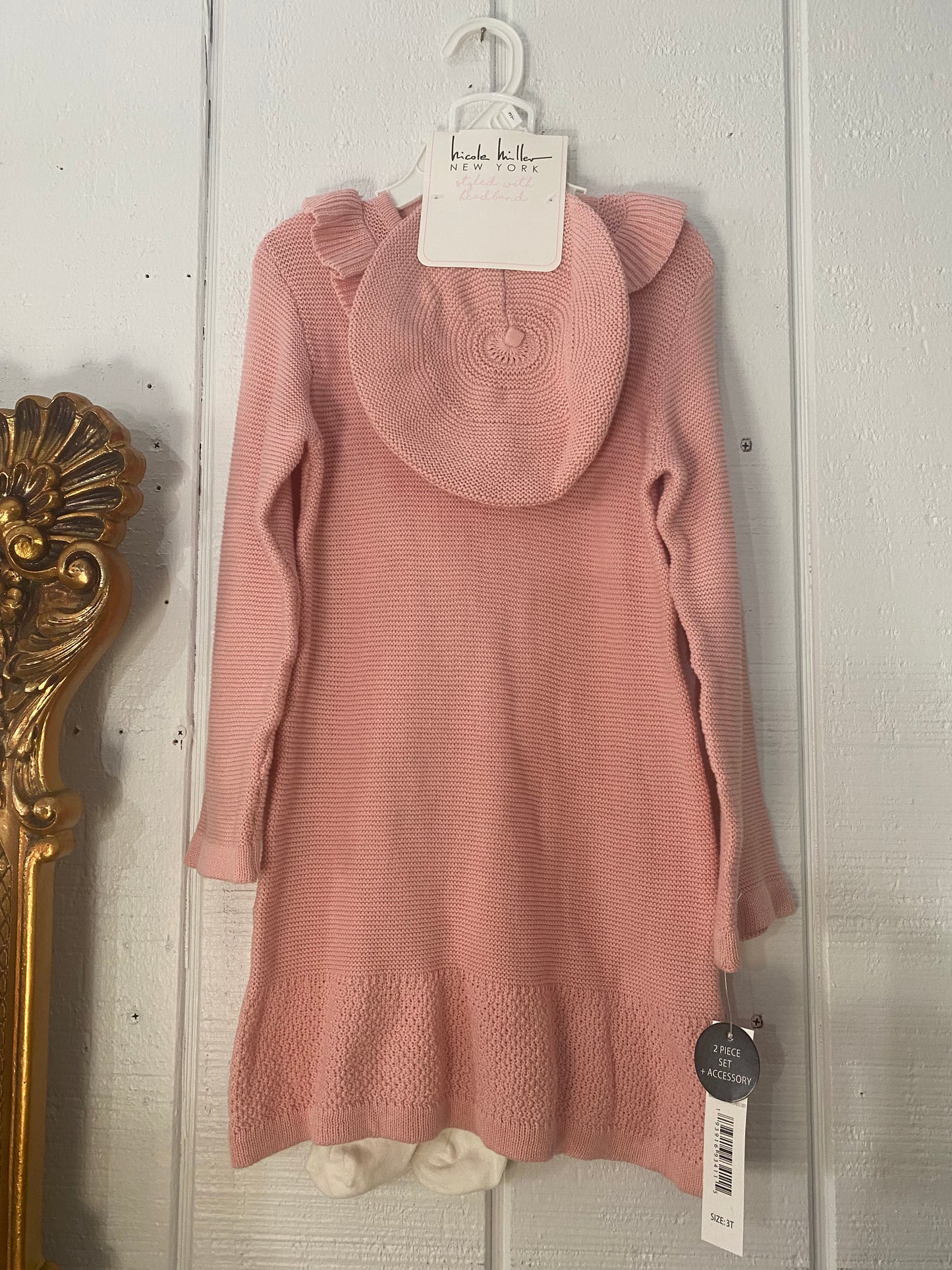 Nicole Miller Pink Sweater Dress Set