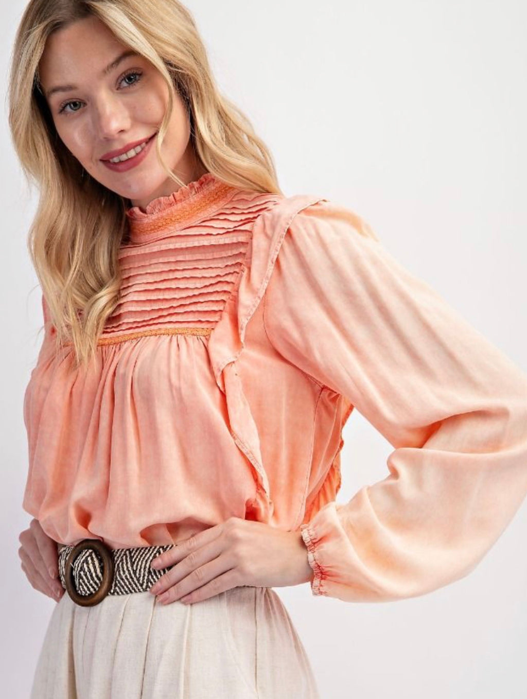 Coral Pintuck Top