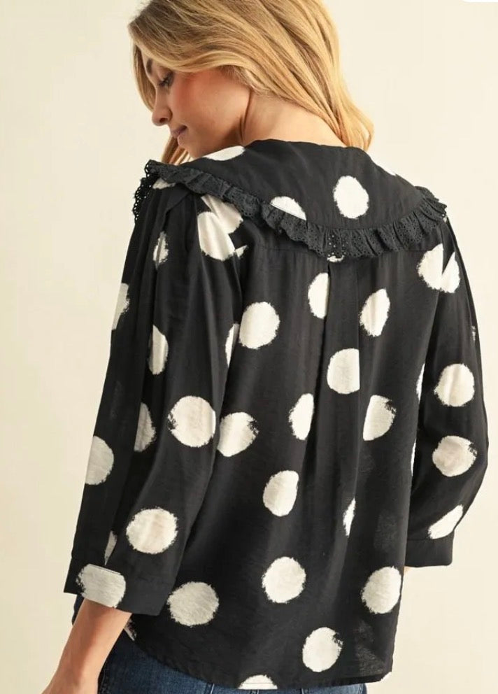 Peter Pan Black Dot Top