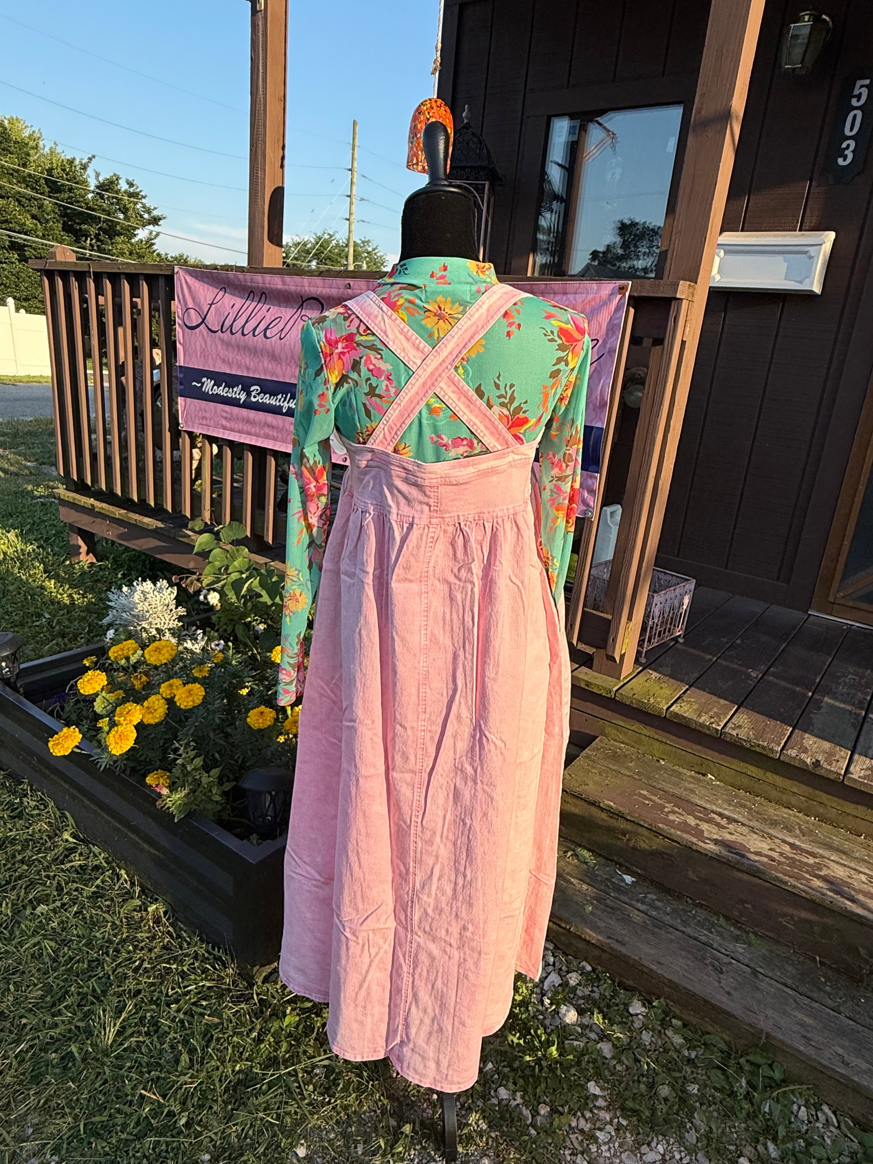 Mineral Washed Pink Denim  Dress