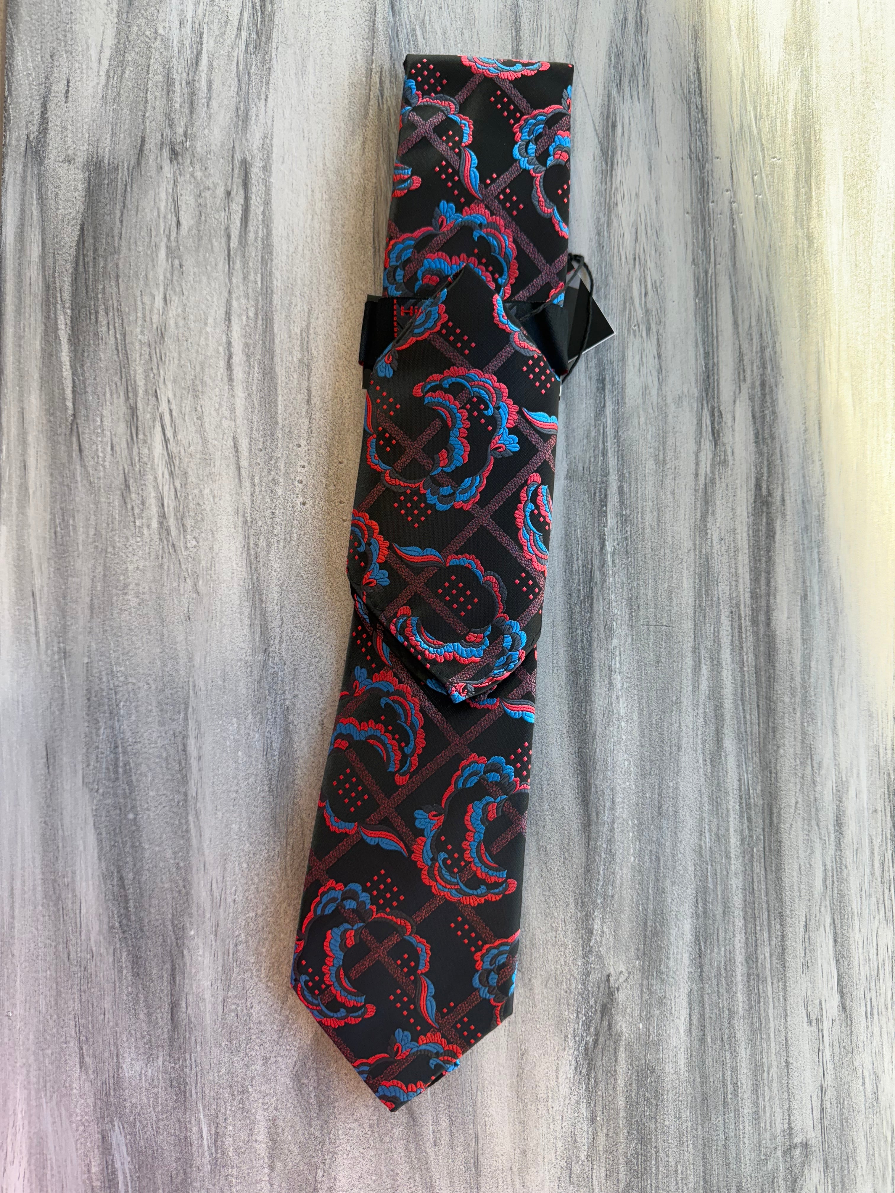 Novelty Theme Tie & Hanky - Black