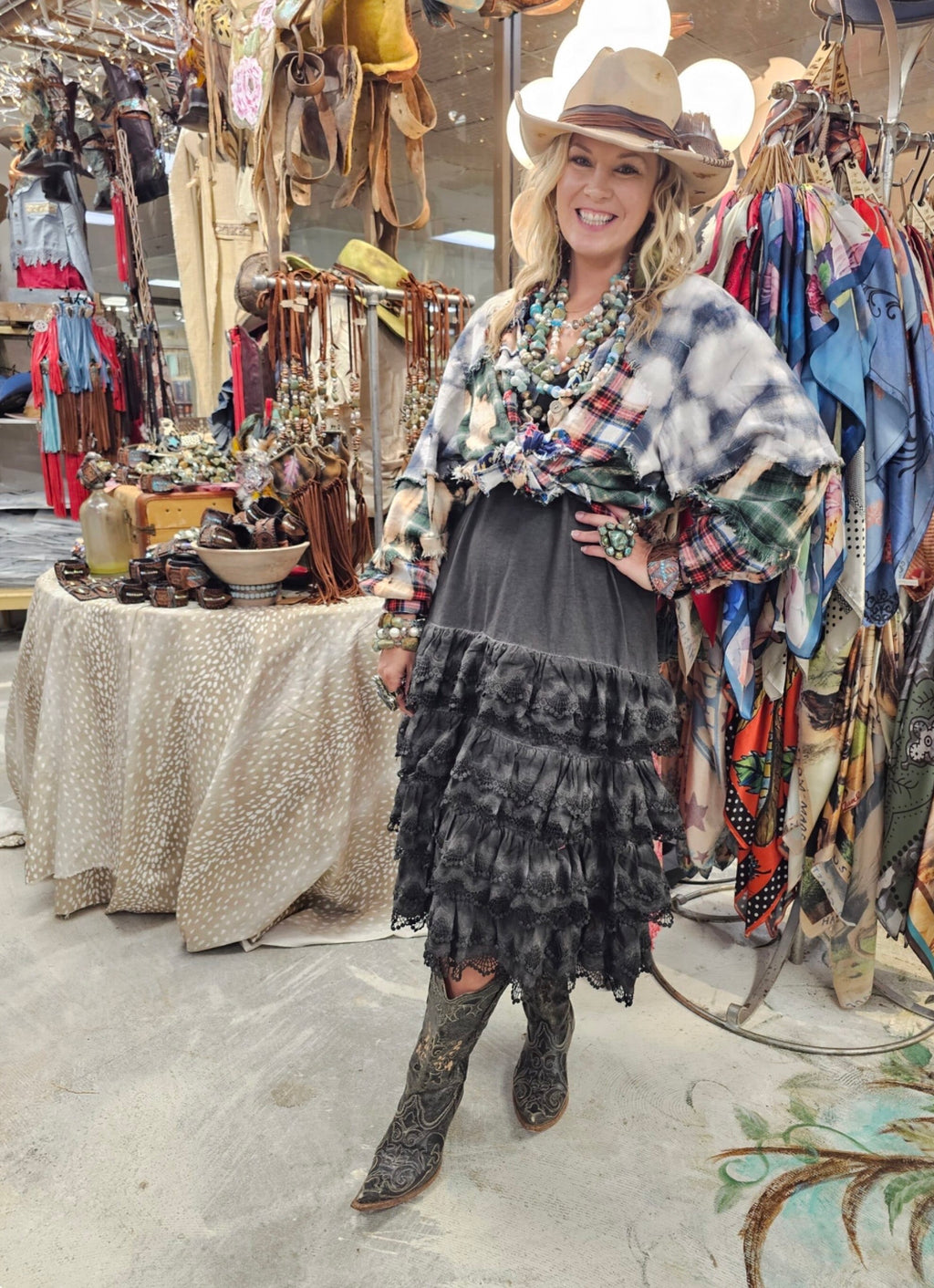 Black Distressed Ruffle slip Dress