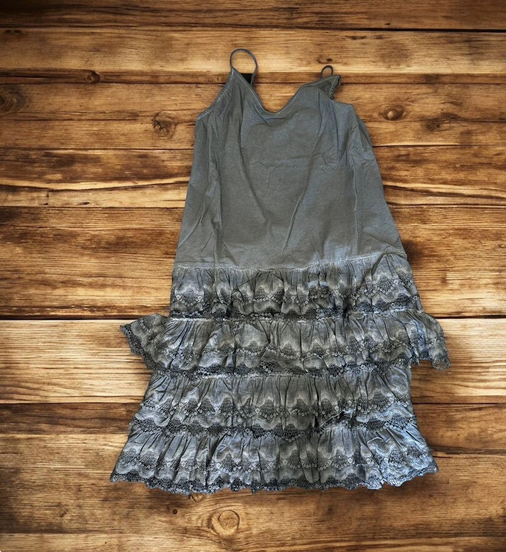 Black Distressed Ruffle slip Dress