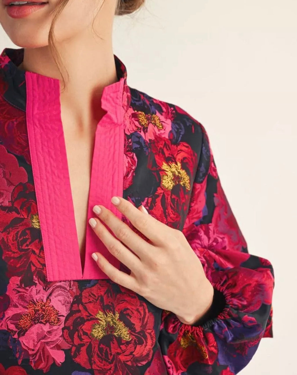 Long Puff Sleeve Floral Dress