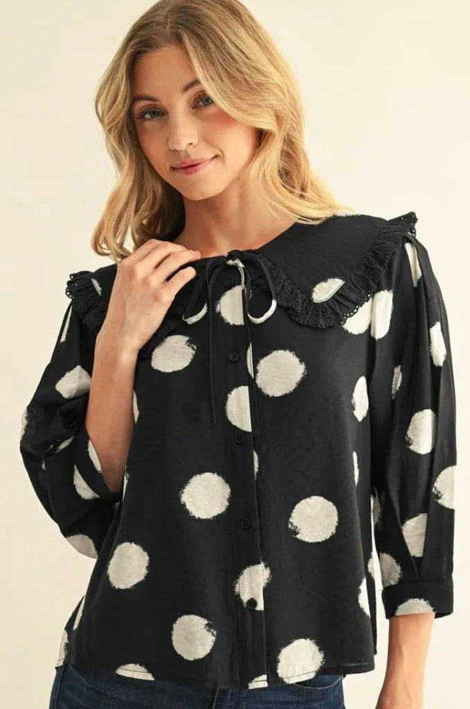 Peter Pan Black Dot Top