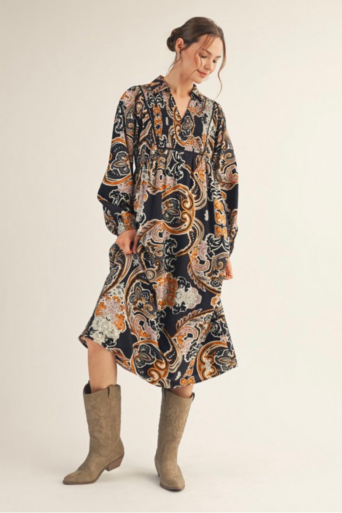 Smocked Top Paisley Dress