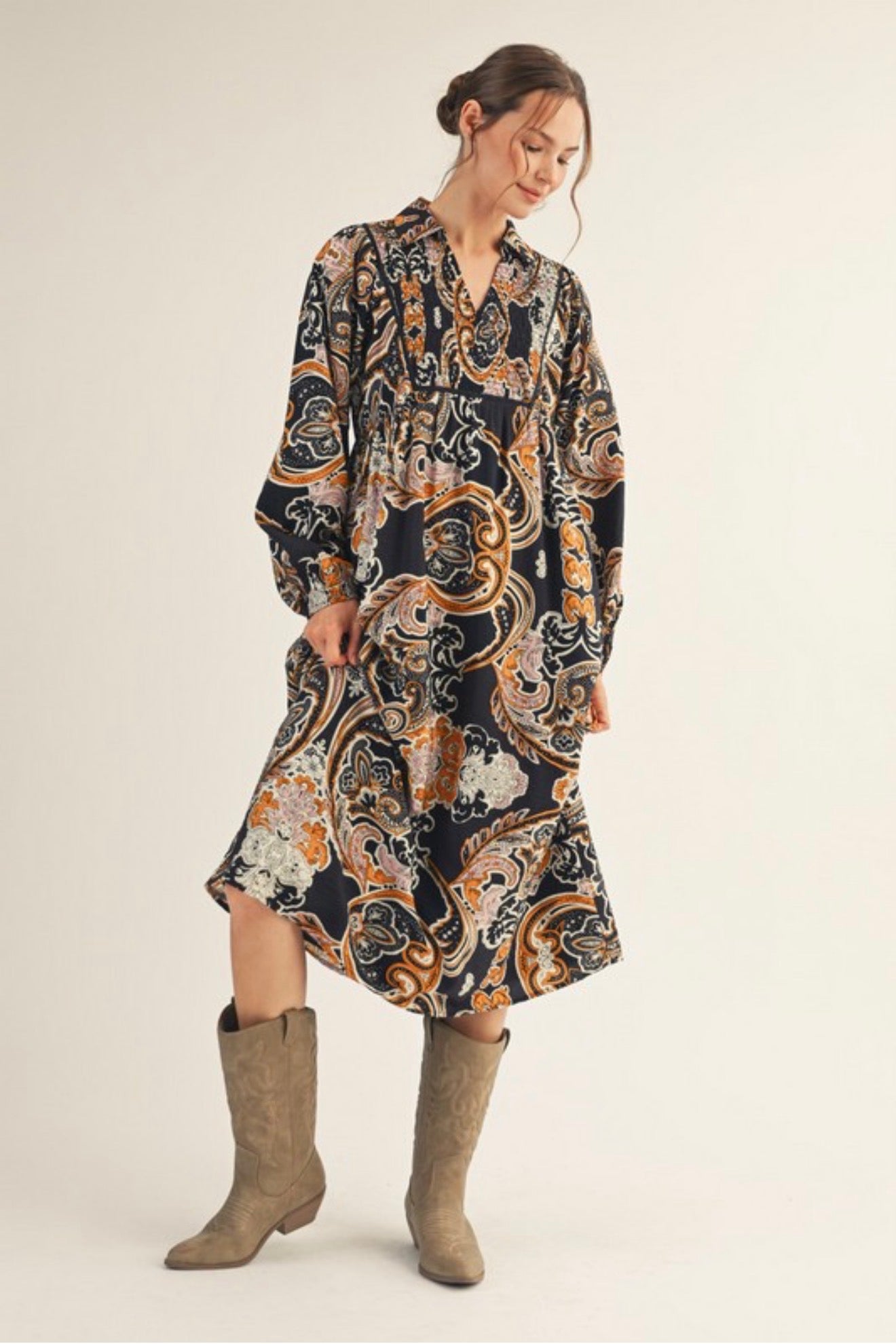 Smocked Top Paisley Dress