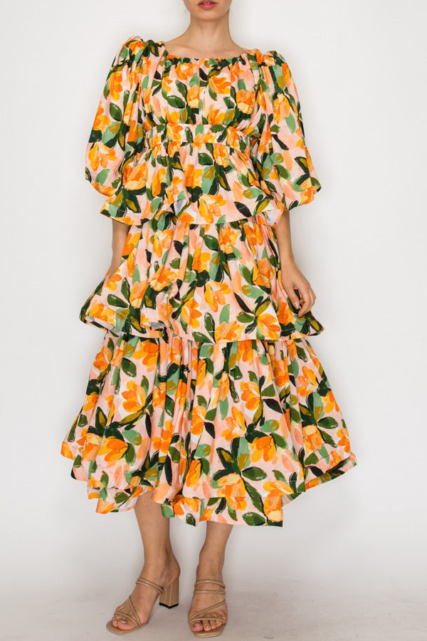 Orange Floral Faith Dress