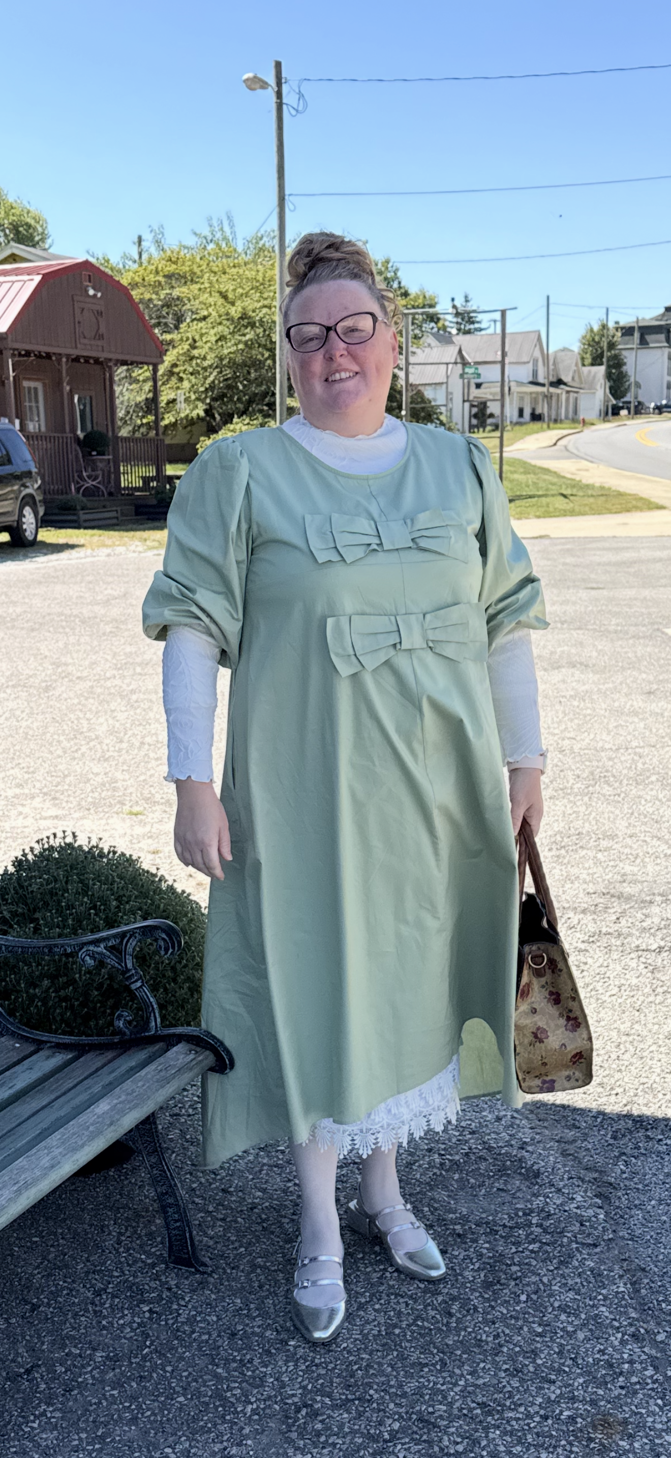 Chloe Bow Dress - Sage