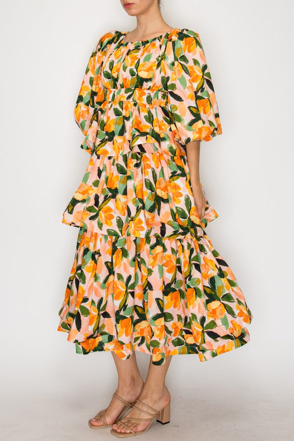 Orange Floral Faith Dress