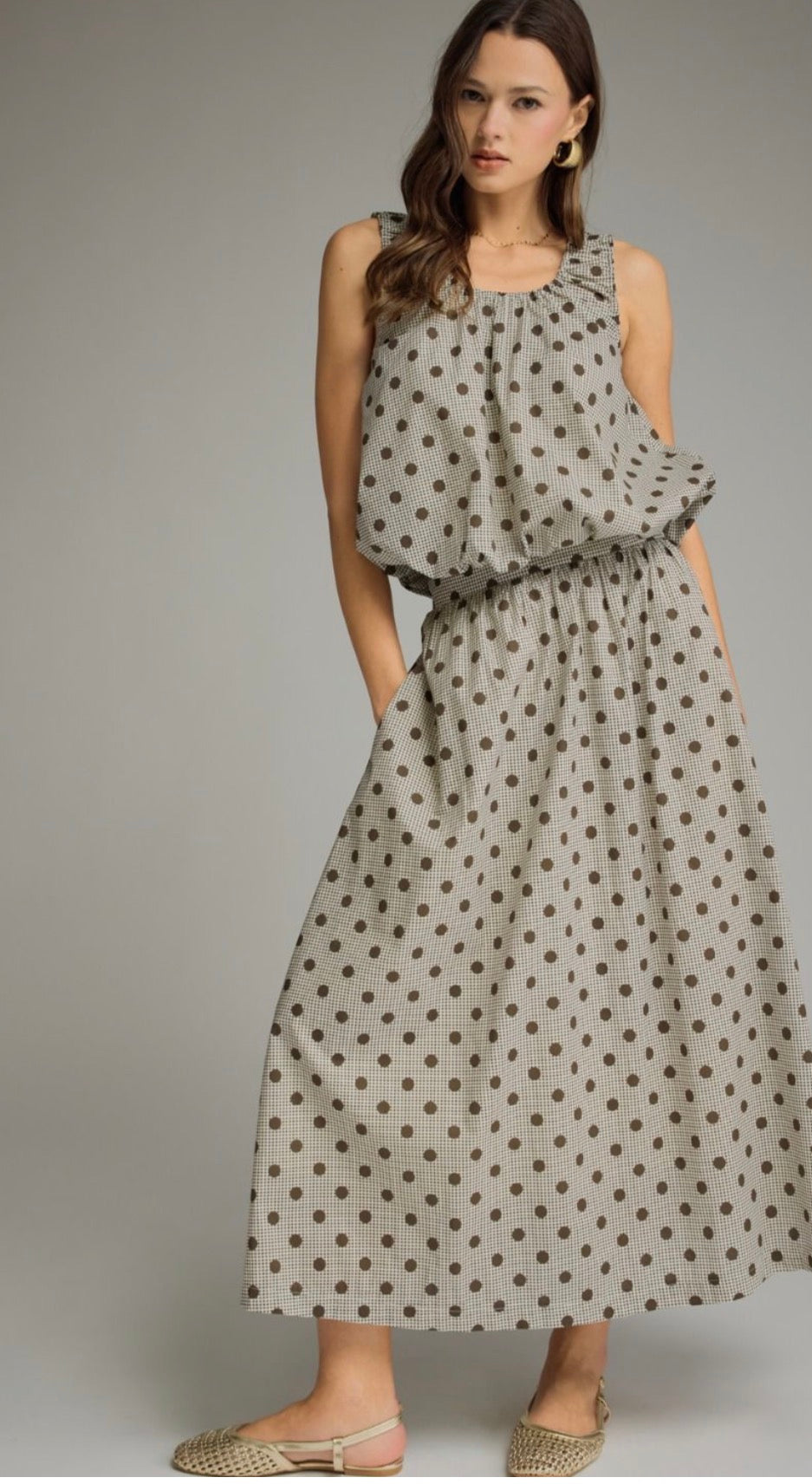 Brown Gingham Dot Set