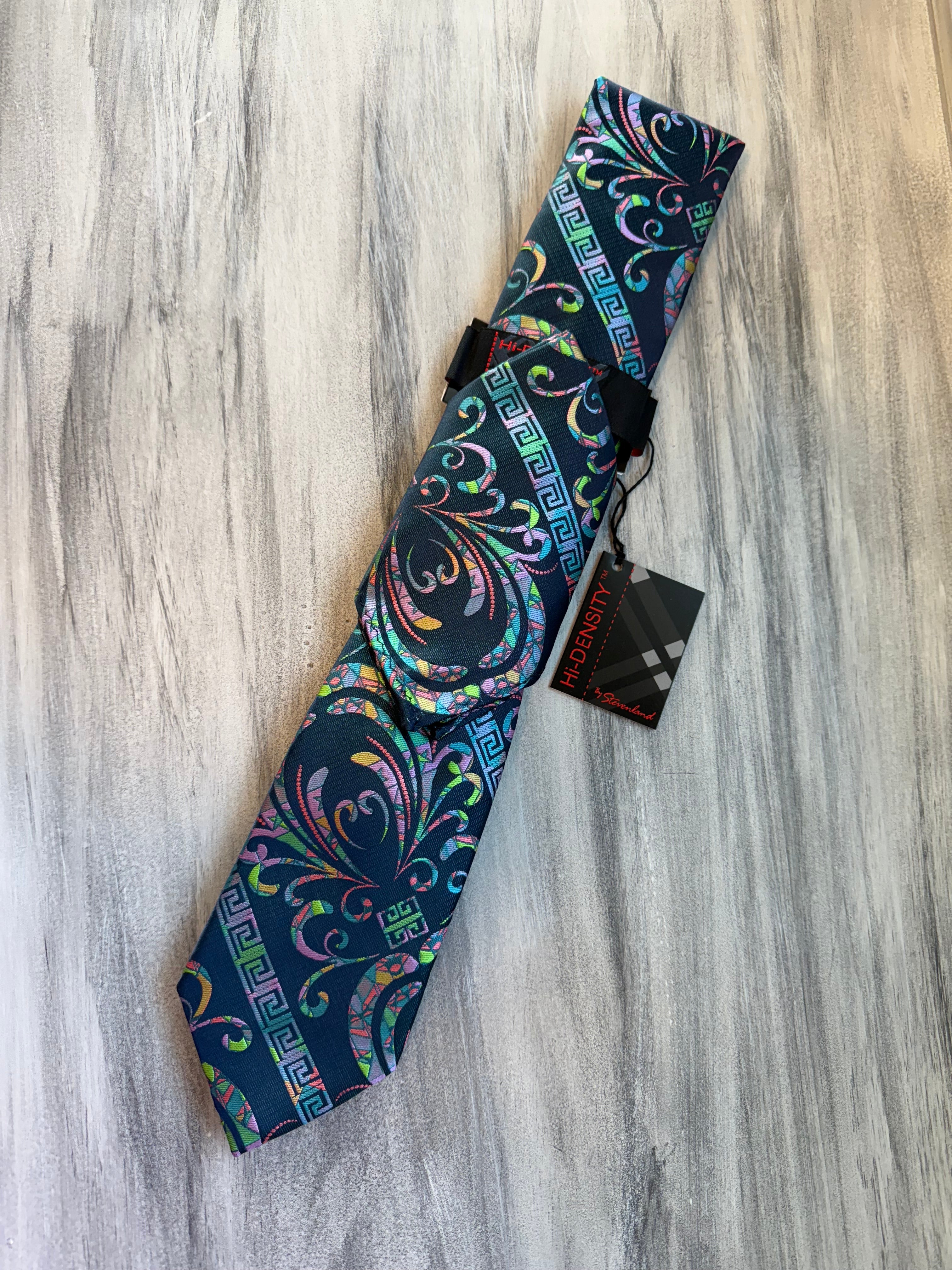 Whimsical Novelty Tie and Hanky Set - Teal