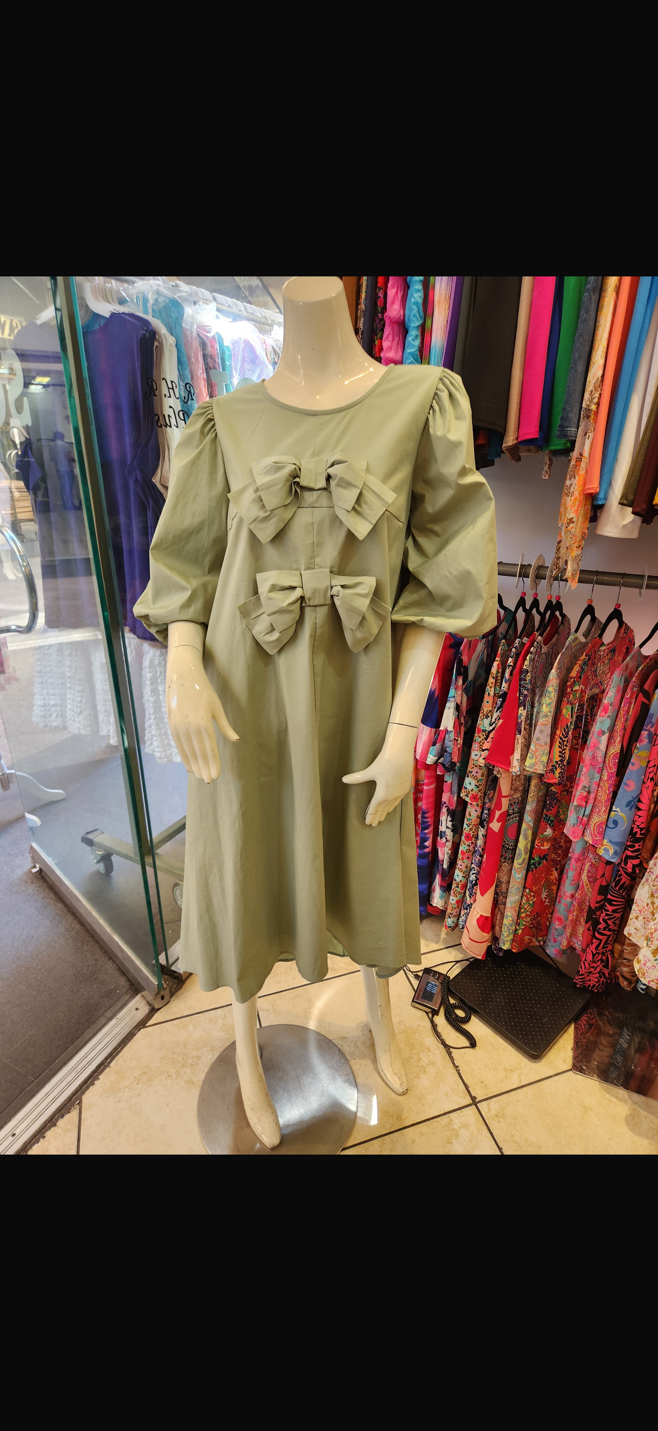 Chloe Bow Dress - Sage