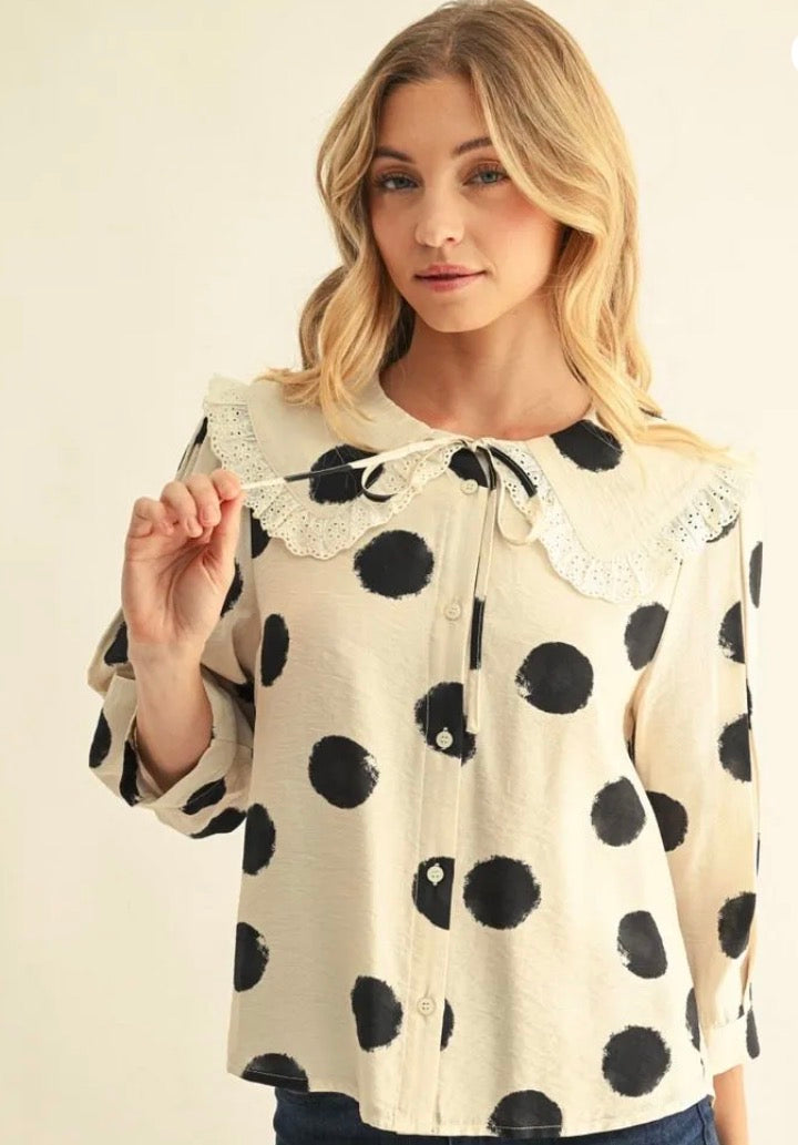 Peter Pan Ivory Dot Top