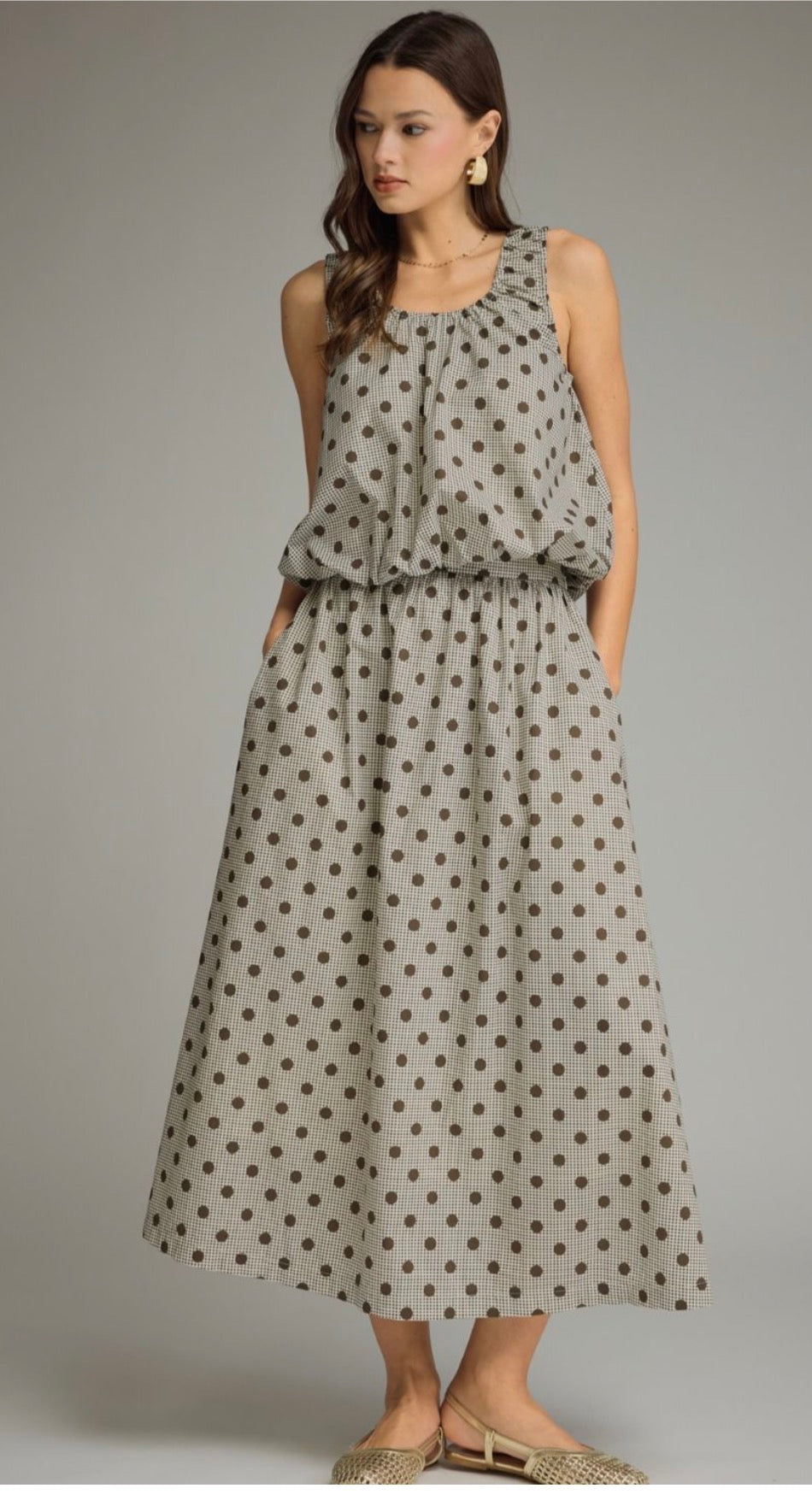 Brown Gingham Dot Set