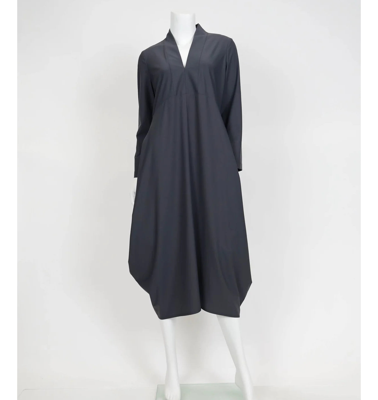 Charcoal Shawl Collar Draped Dress