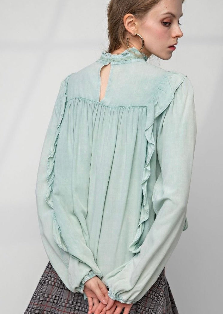 Sage Pintuck Top