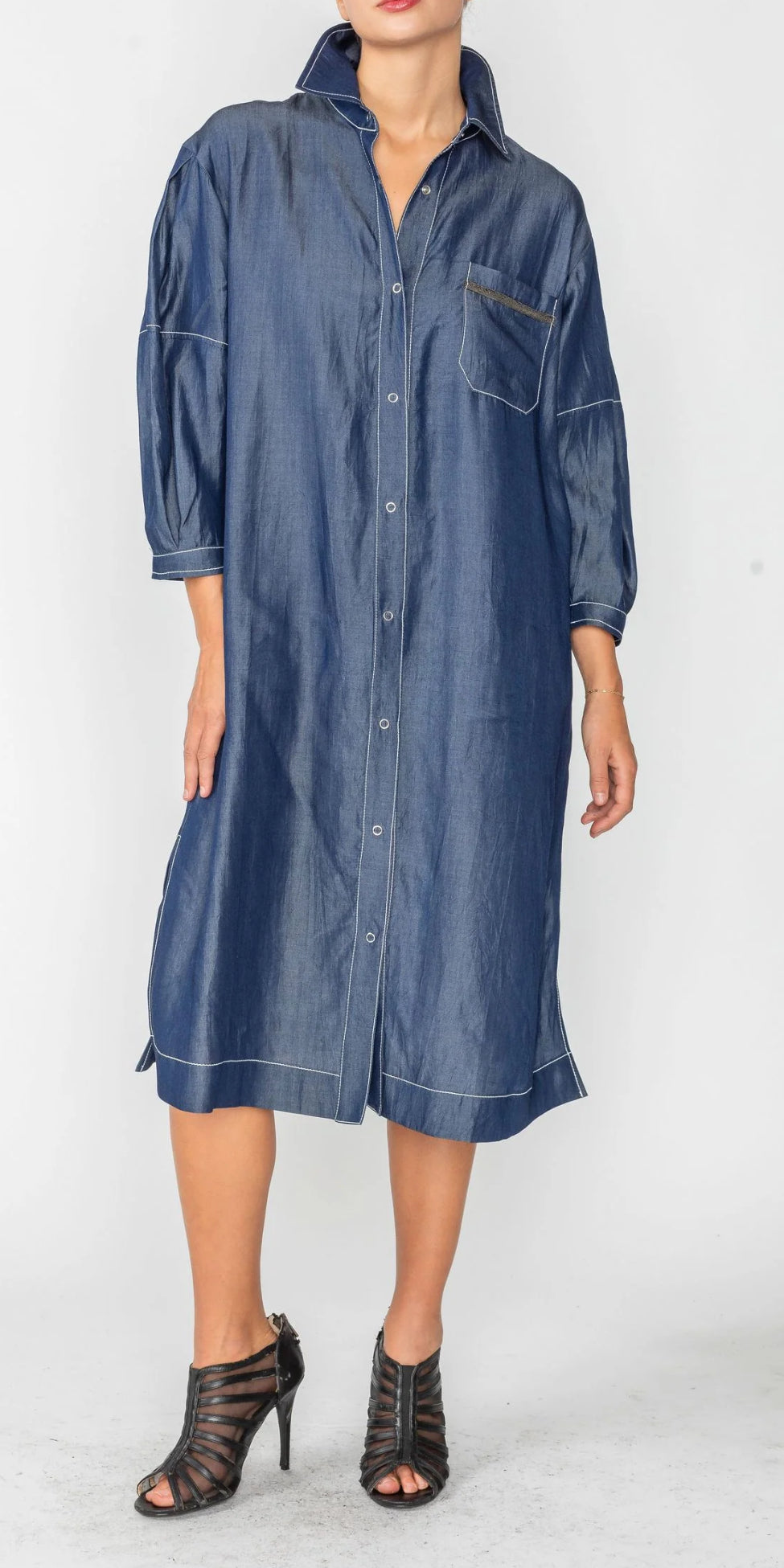 IC Collection TENCEL DENIM SHIRT DRESS