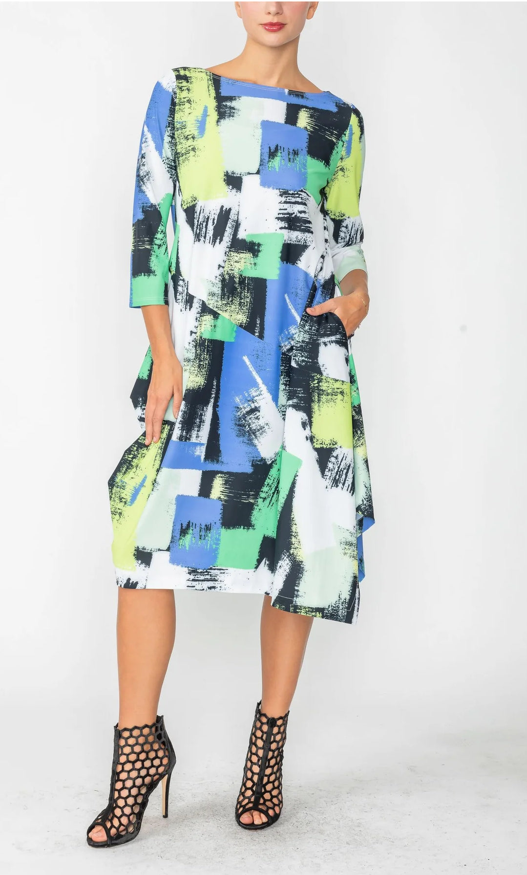 IC Collection Boat-Neck Asymmetrical Dress