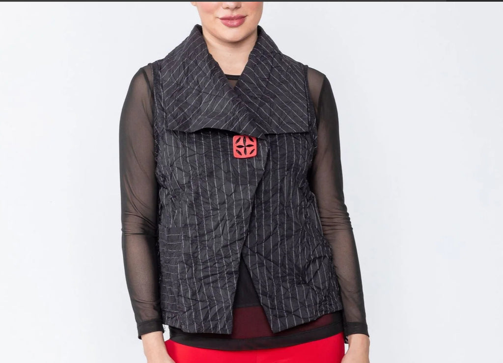 IC Collection Black Crushed Stripe Vest