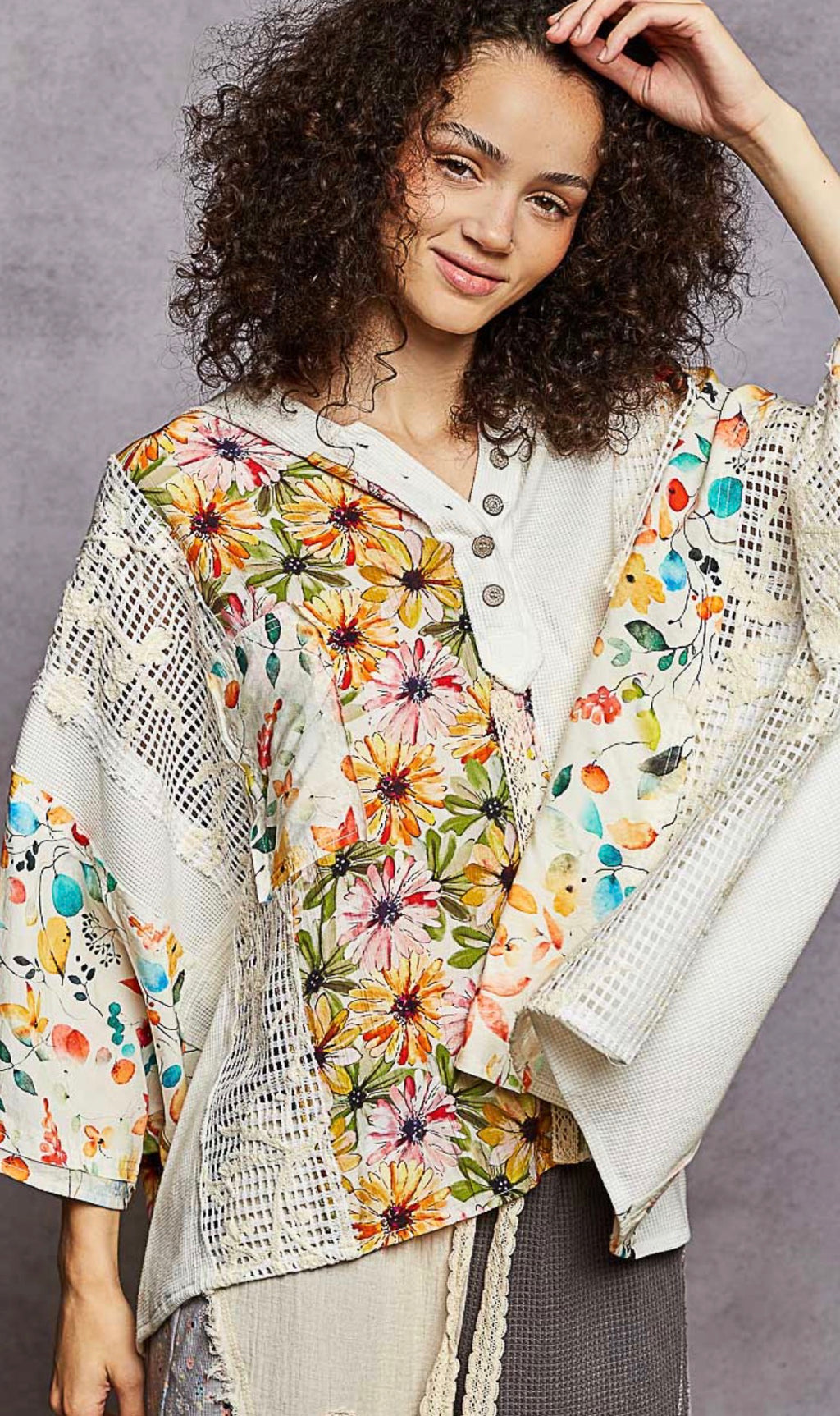 Mixed Fabric Hoodie