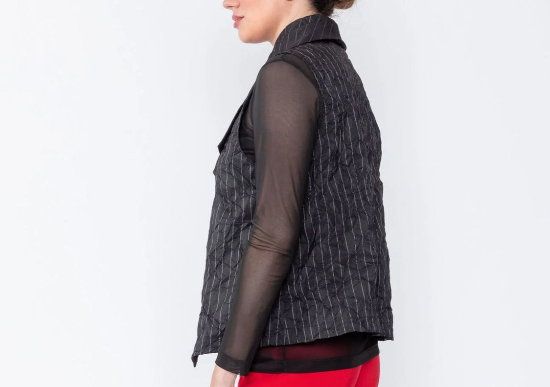IC Collection Black Crushed Stripe Vest