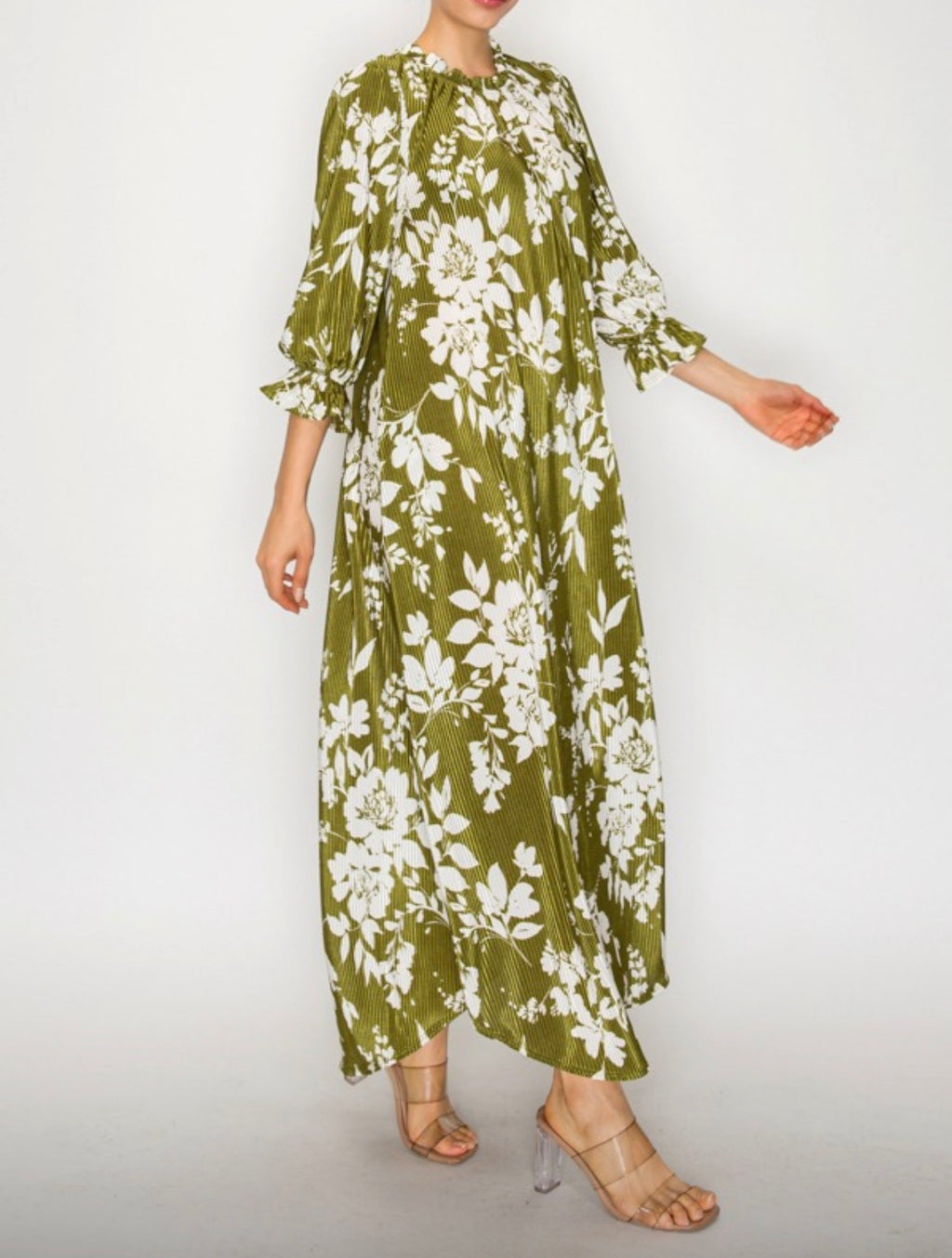Olive Floral Dress