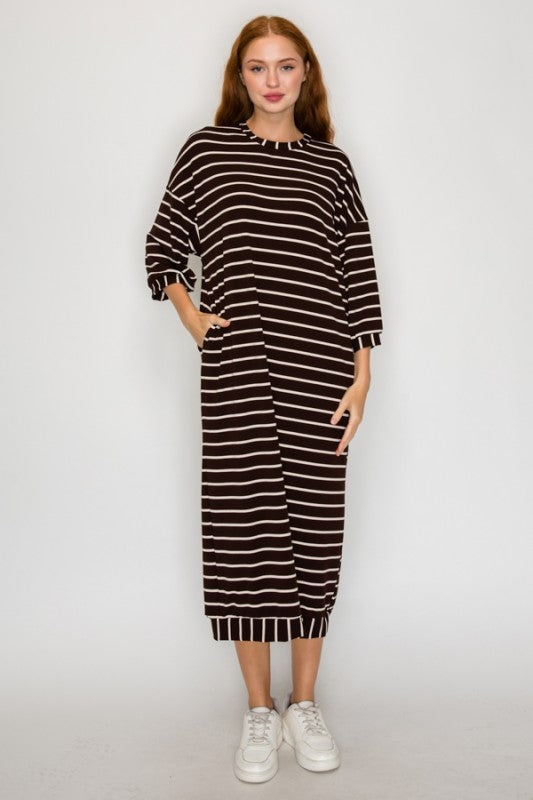 Just Lounging Around Dress  - Brown