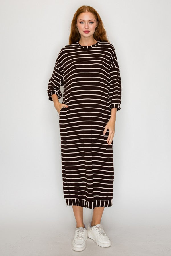 Just Lounging Around Dress  - Brown