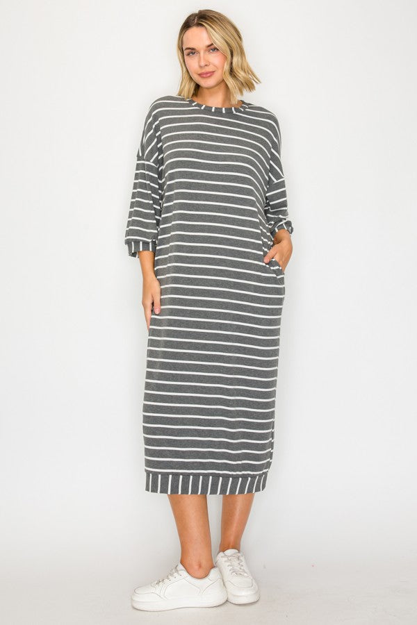 Just Lounging Around Dress  - Charcoal