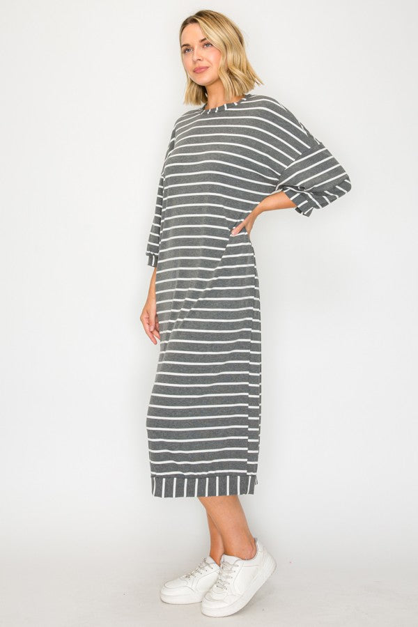 Just Lounging Around Dress  - Charcoal