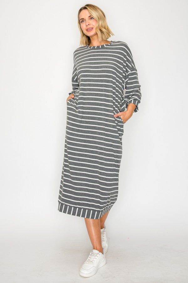 Just Lounging Around Dress  - Charcoal